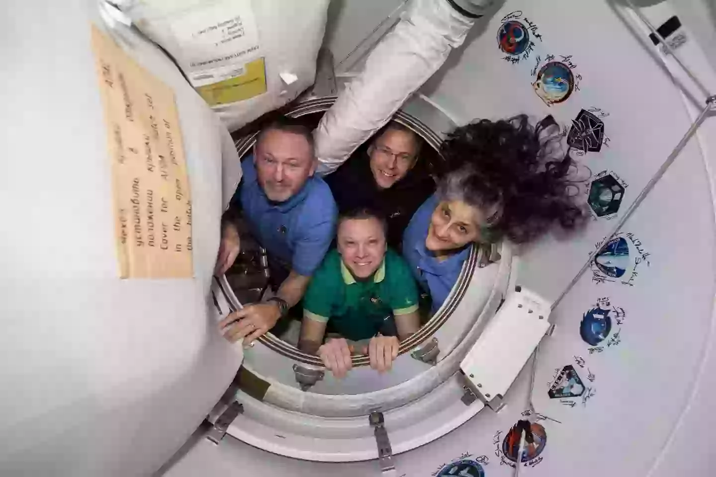 NASA Crew-9 members: Butch Wilmore, Nick Hague, and Suni Williams, and Roscosmos cosmonaut Aleksandr Gorbunov (NASA)