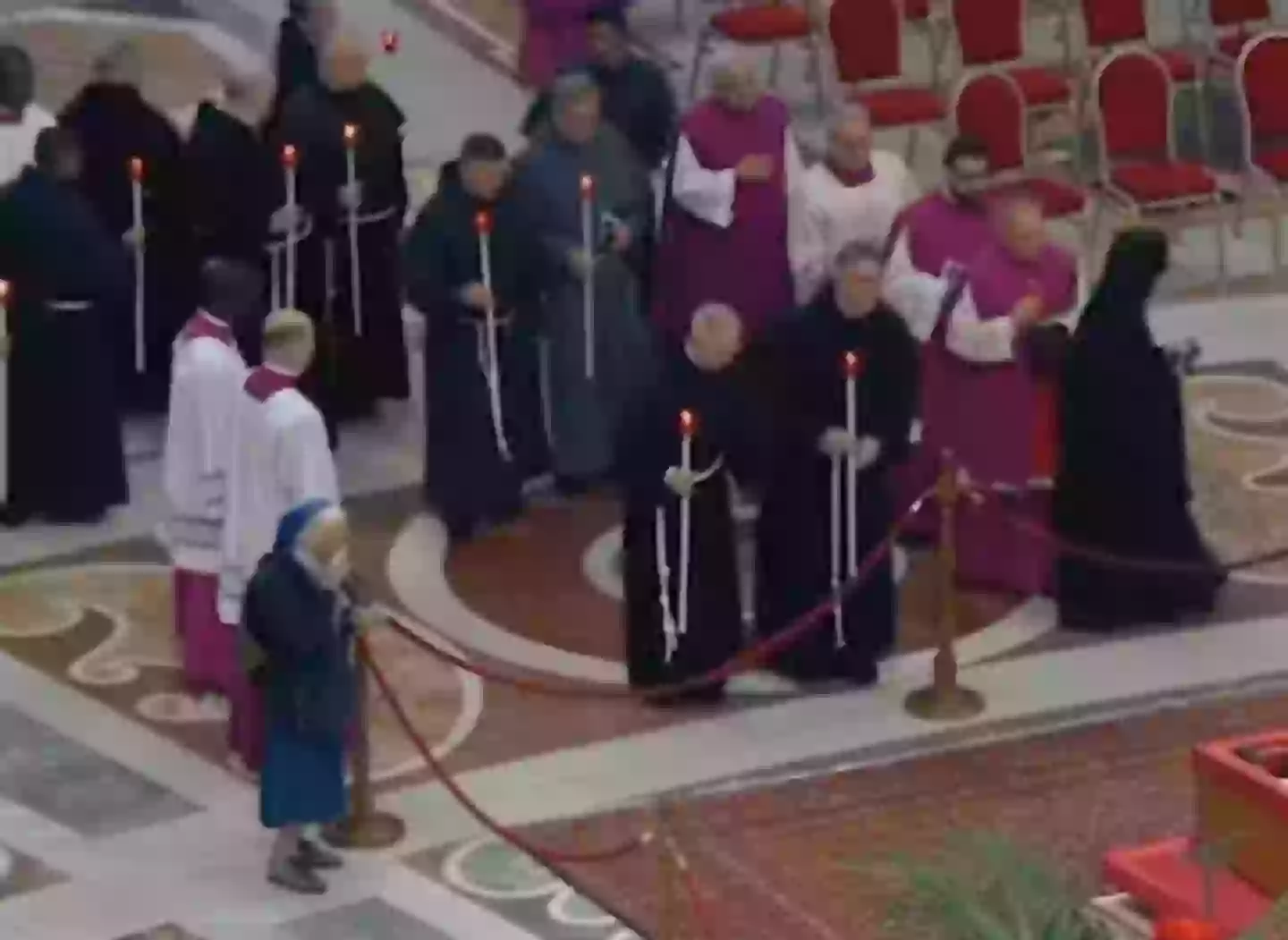 The nun could be seen clutching a tissue while she said goodbye to her friend (Twitter)