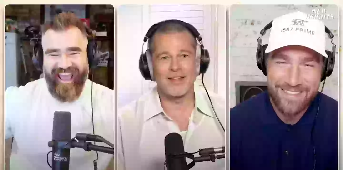 Brad Pitt sat down to chat with the Kelce brothers on their podcast (Youtube/New Heights)