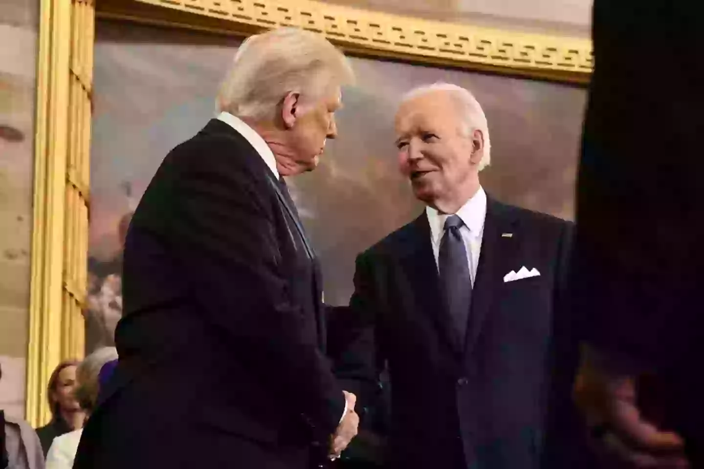 President Donald Trump being greeted by his predecessor, Joe Biden, as he arrived for his inauguration (Chip Somodevilla/Getty Images)