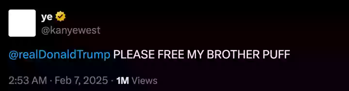 Kanye West is calling for Sean Combs' release from prison (Twitter)