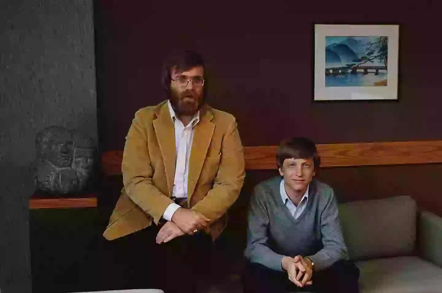 Microsoft co-founders, Gates and Allen, post for a picture in 1984 (Doug Wilson/CORBIS/Corbis via Getty Images)