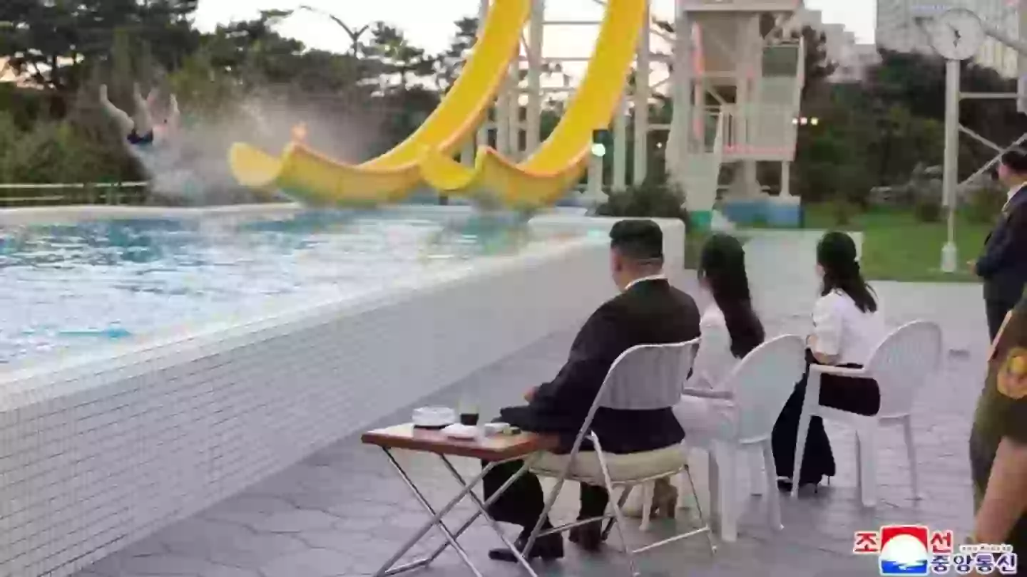 A water park in Wonsan Kalma, visited by Kim Jong Un, his daughter Kim Ju Ae and his wife Ri Sol Ju (KCNA)