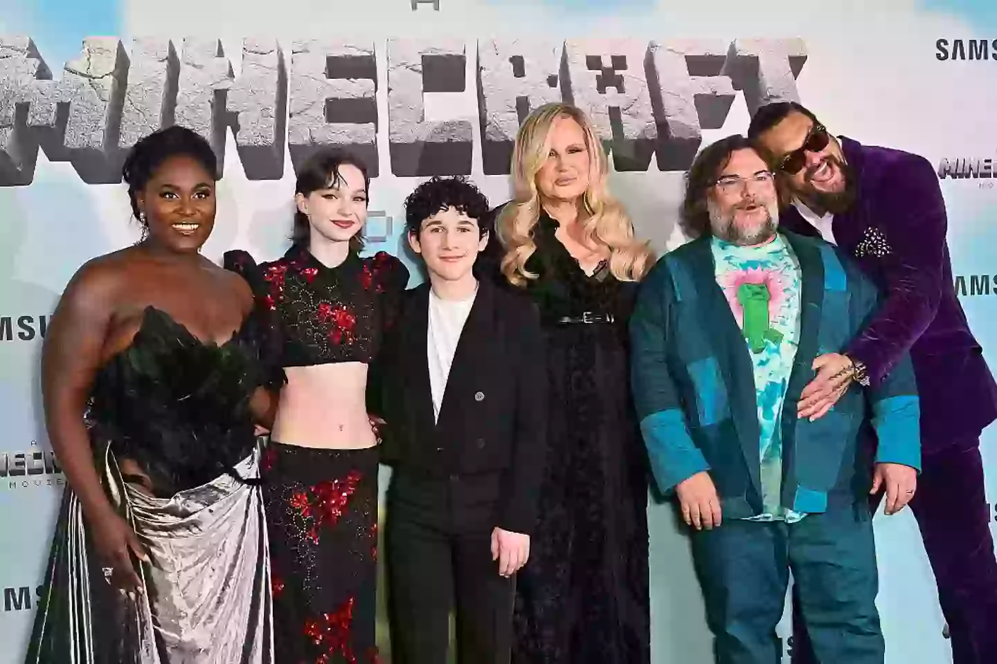 A Minecraft Movie cast seen at the world premiere in London (Jed Cullen/Dave Benett/WireImage)