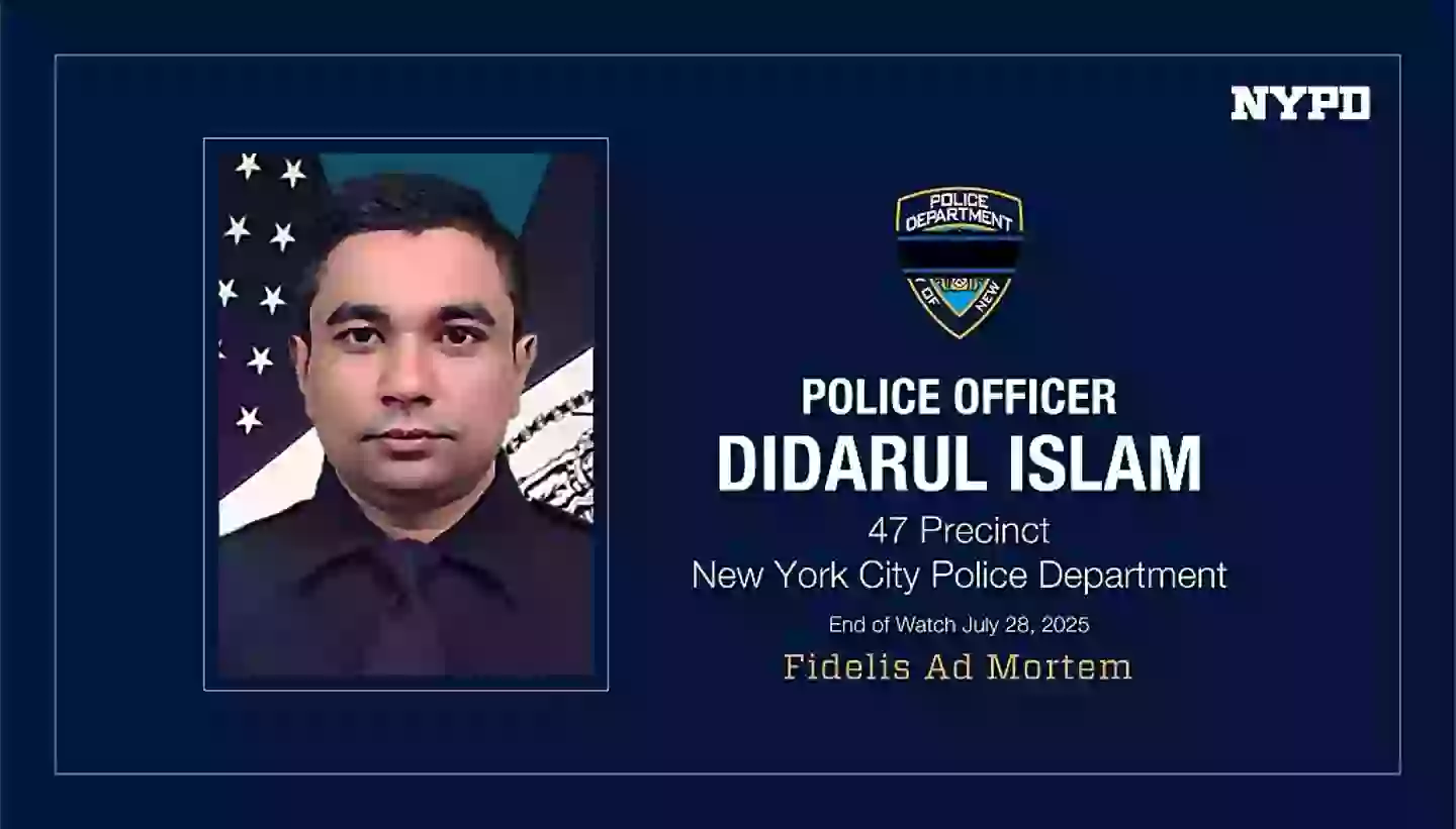Officer Didarul Islam has been named as the NYPD cop who was killed (NYPD News X Account / Handout/Anadolu via Getty Images)