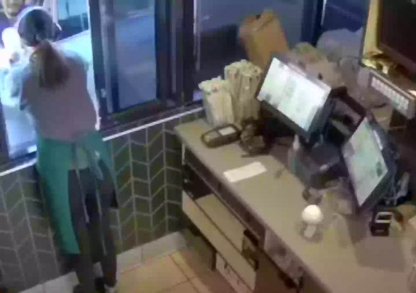 Michael Garcia can be see ordering his Starbucks on the day of the incident (KCAL News)