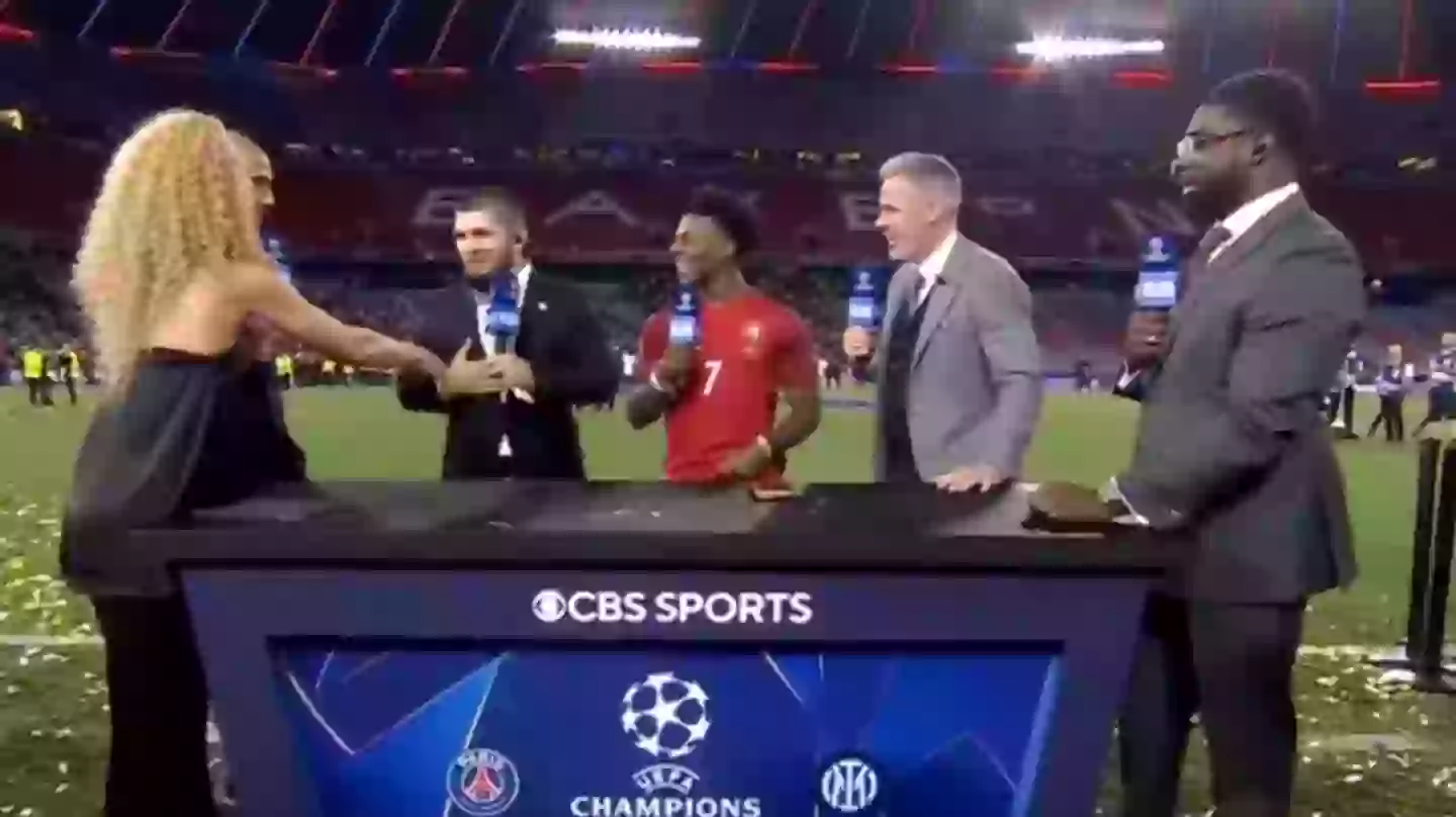 Kate Abdo reached out her hand, but Khabib Nurmagomedov declined it (CBS Sports)