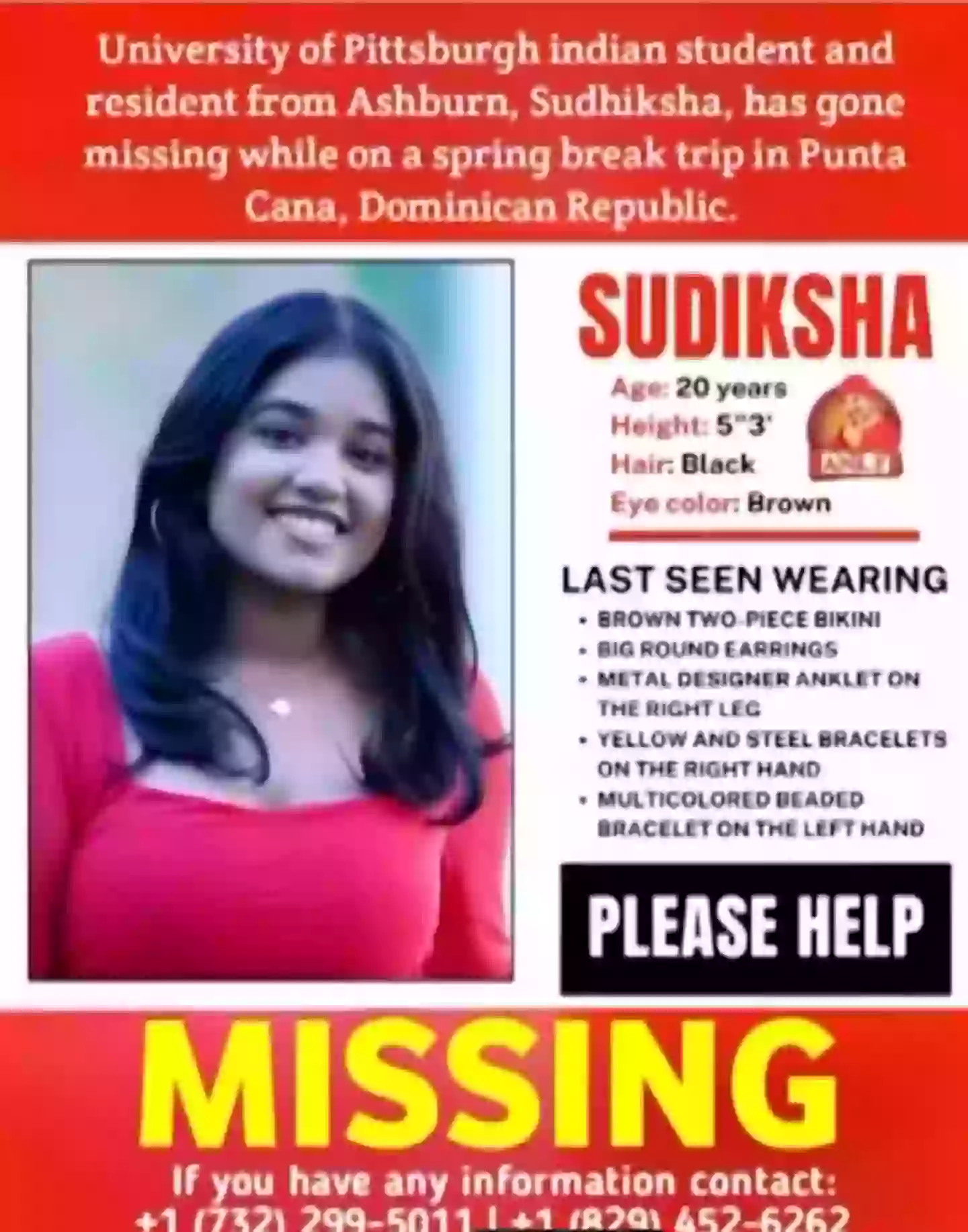Sudiksha was last seen on March 6 (Facebook)