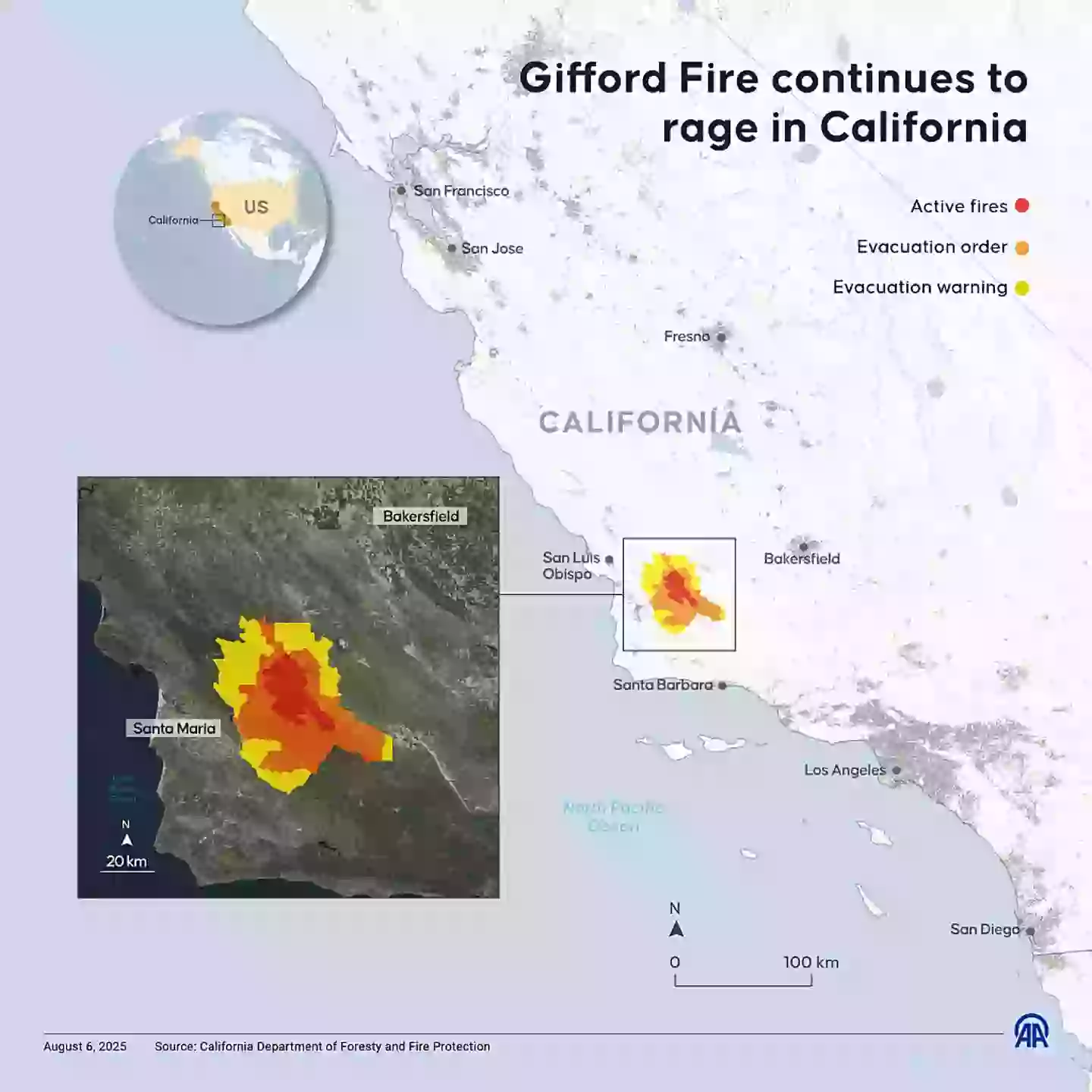 The blaze is ripping through San Luis Obispo County (Mehmet Yaren Bozgun/Anadolu via Getty Images)