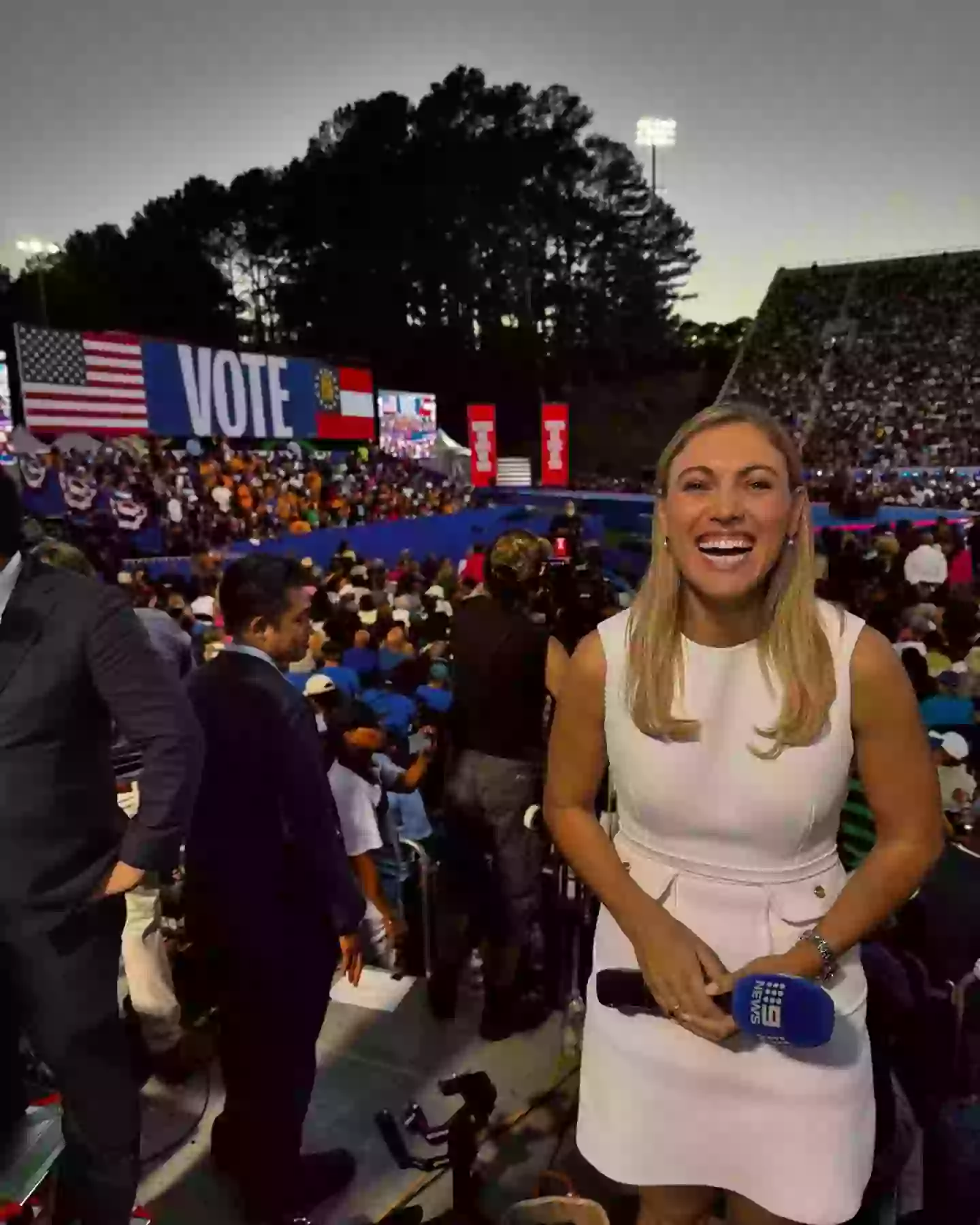 Lauren Tomasi is a US correspondent for Aussie outlet 9News (Instagram/@laurentomasi)