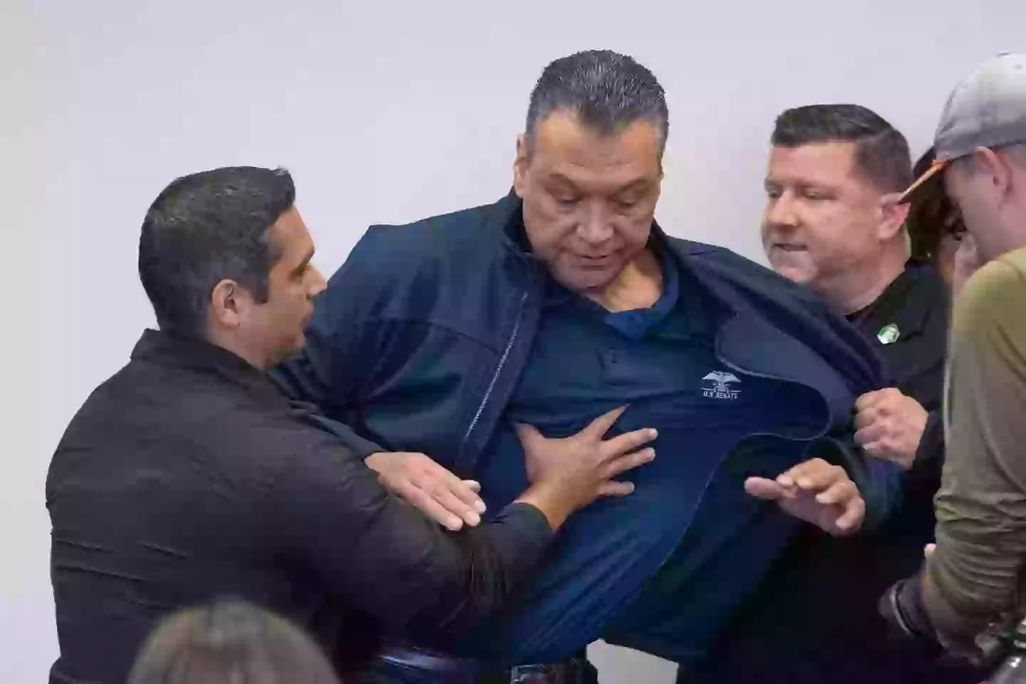 The senator was handcuffed (David Crane/MediaNews Group/Los Angeles Daily News via Getty Images)