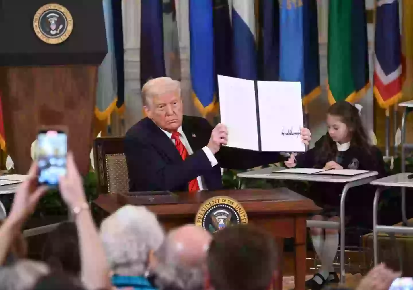 Trump shared the news of his order at a rally in Iowa (Chen Mengtong/China News Service/VCG via Getty Images)