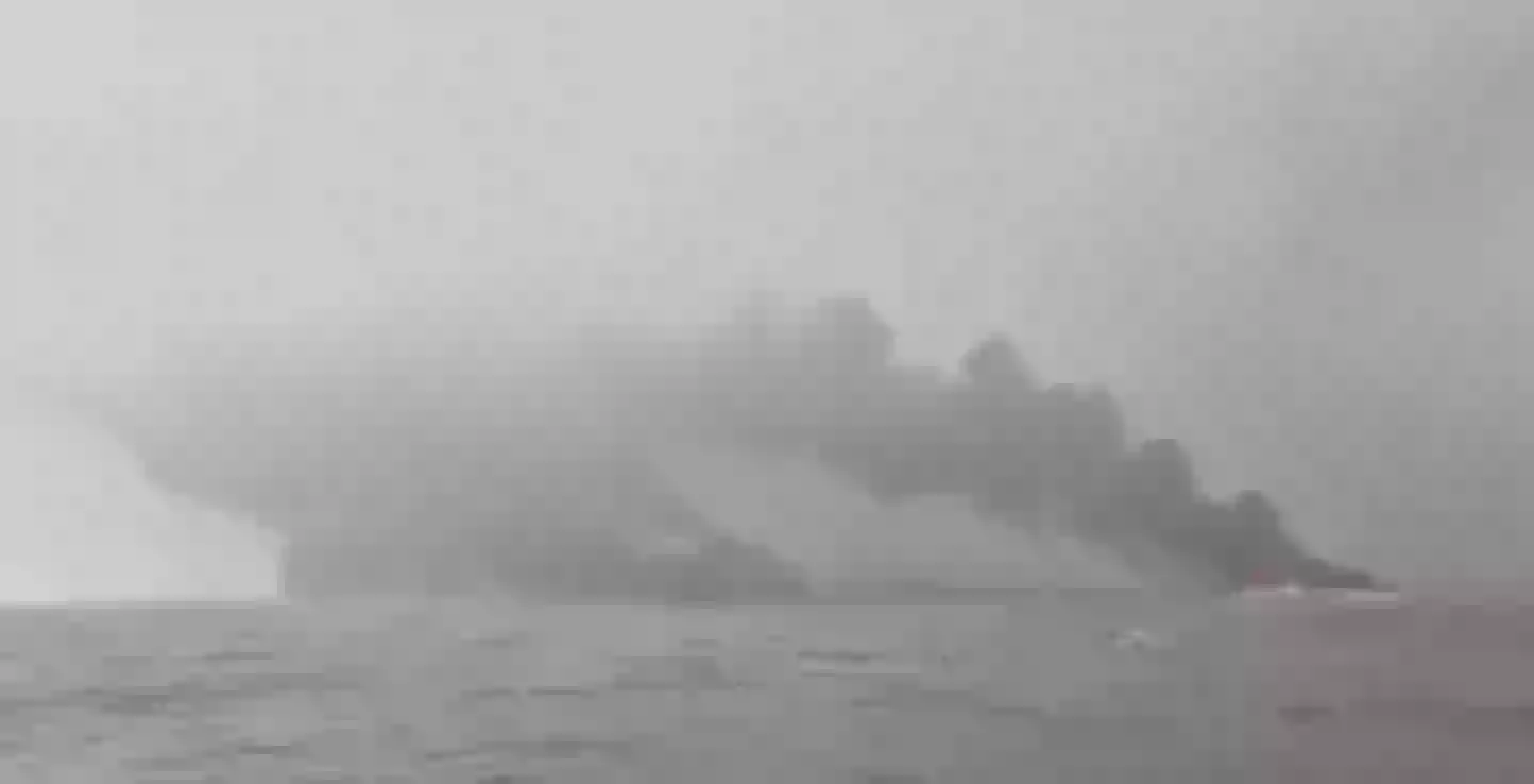 Crews abandoned the vessels after there was a 'massive fireball' (Twitter/@TheSecretFF999)