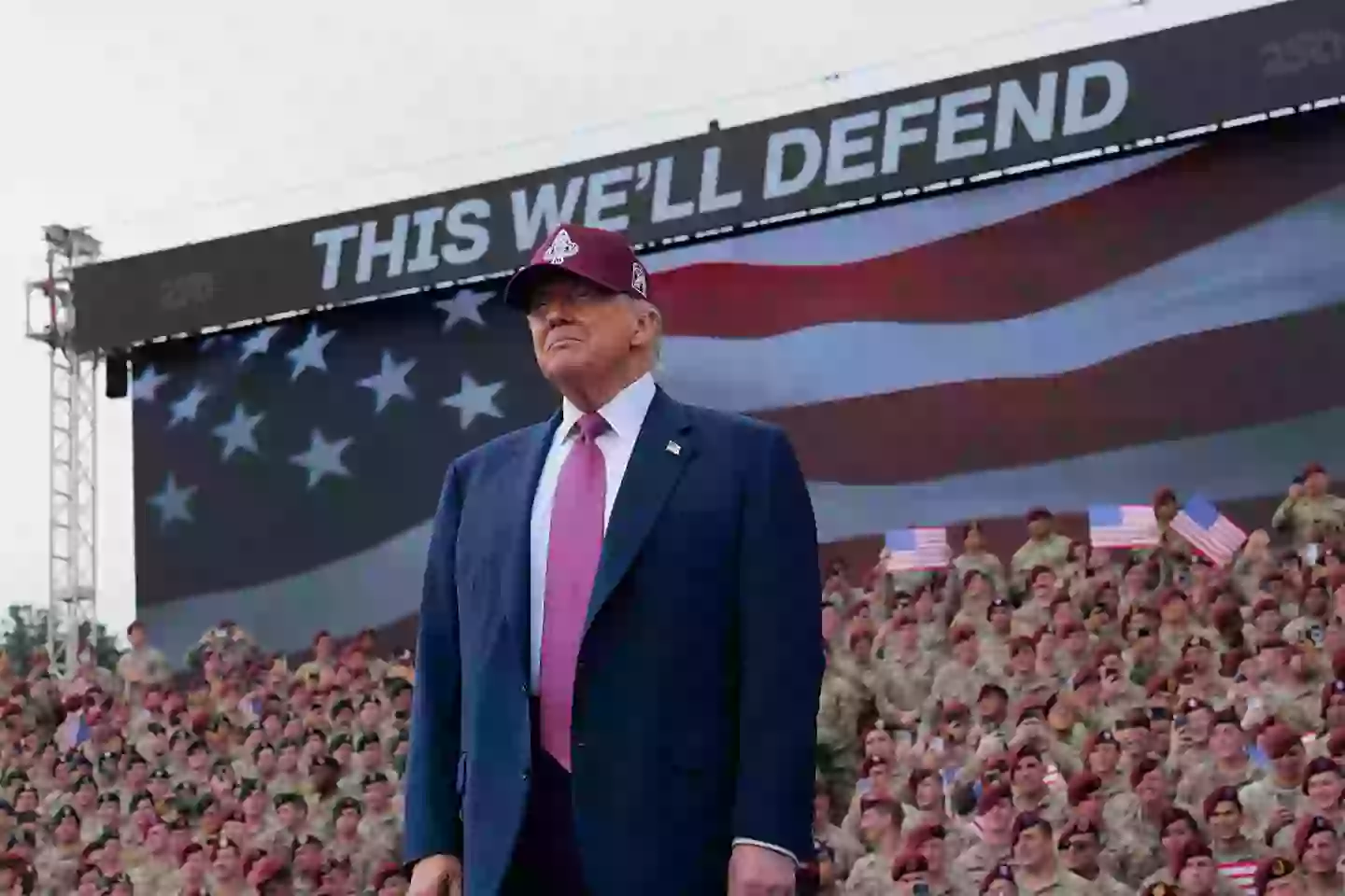 President Donald Trump, pictured on Tuesday in front of the US military at Fort Bragg, has warned Iran that it should sign a nuclear deal (Anna Moneymaker/Getty Images)