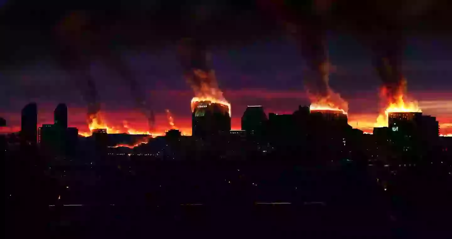 It all starts off with an attack on Seattle - leaving the city burning (Getty stock)