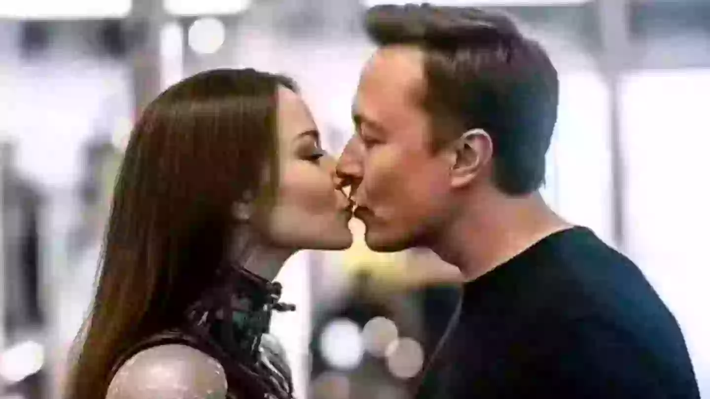 Bizarre photo of 'Elon Musk kissing a robot' is leaving people baffled