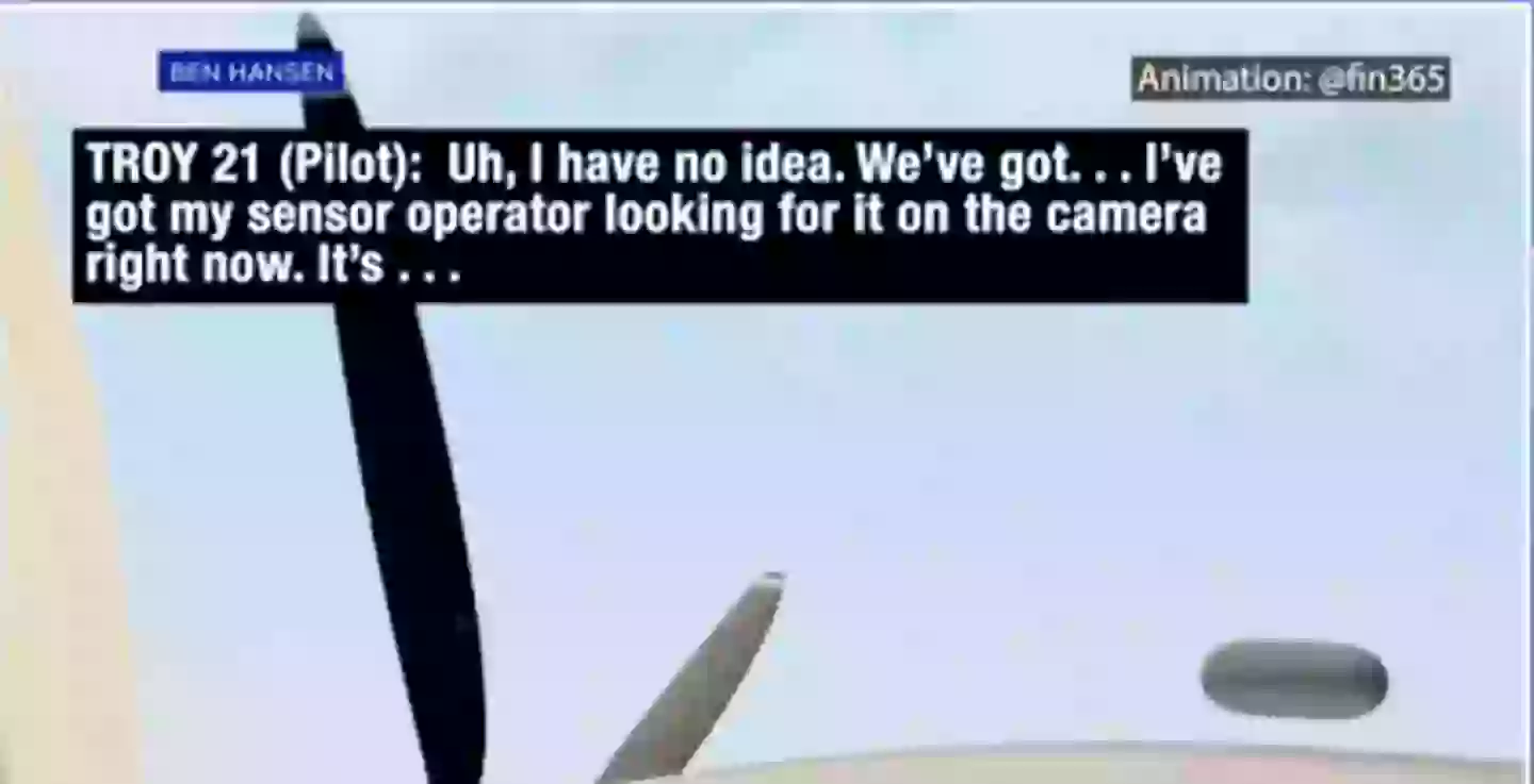 An animation of the suspected object (Twitter/@UAPReportingCnt)