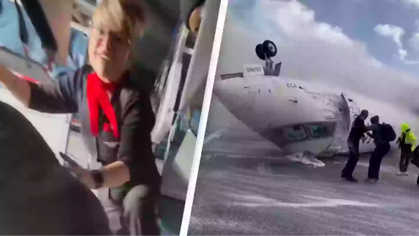 Passenger documents moment they escaped Delta plane after it flipped upside-down