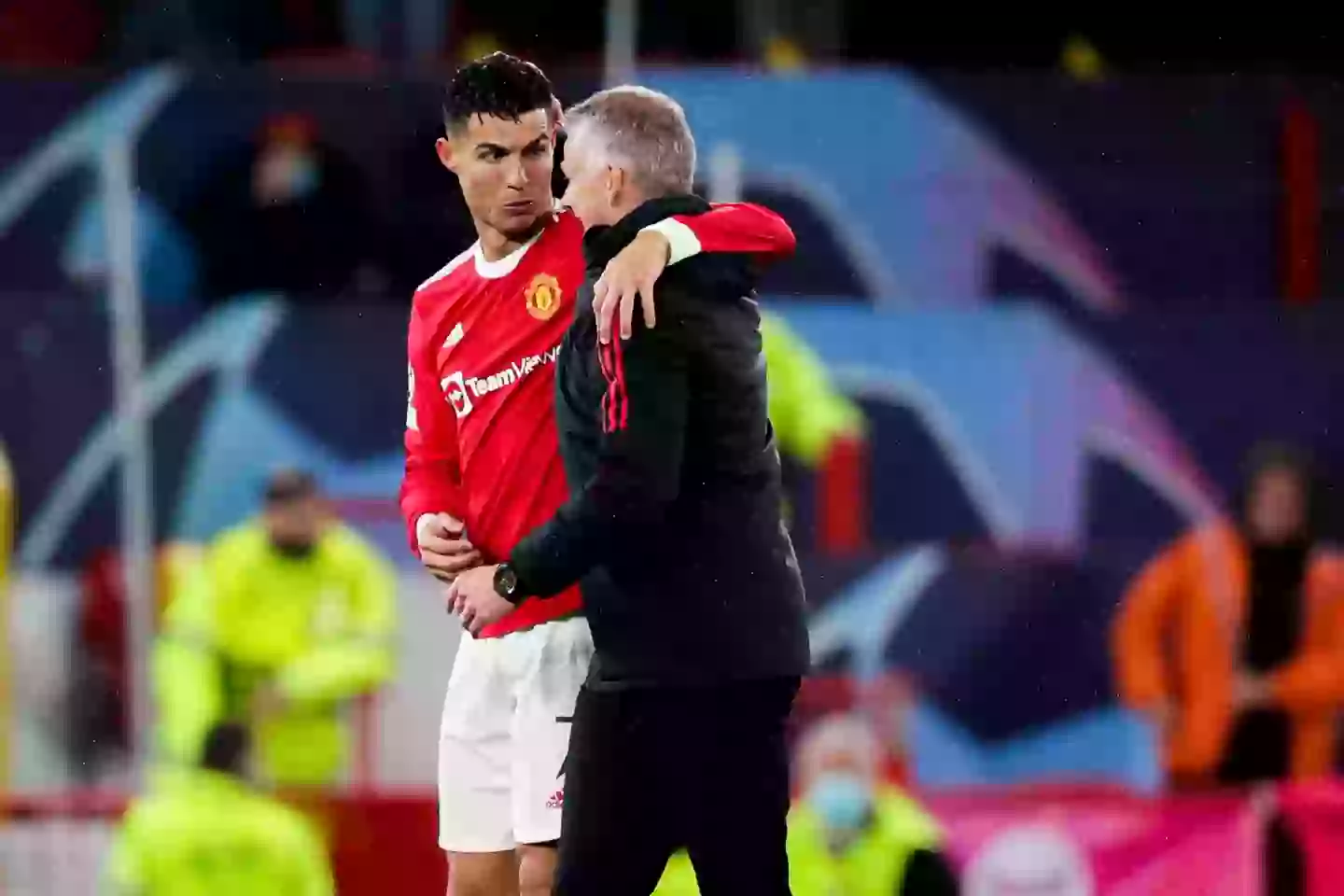 Cristiano Ronaldo and Ole Gunnar Solskjaer during their second spell together at United. (