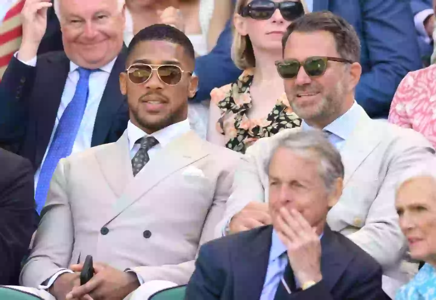 Anthony Joshua teased a football agency with Eddie Hearn. Image: Getty