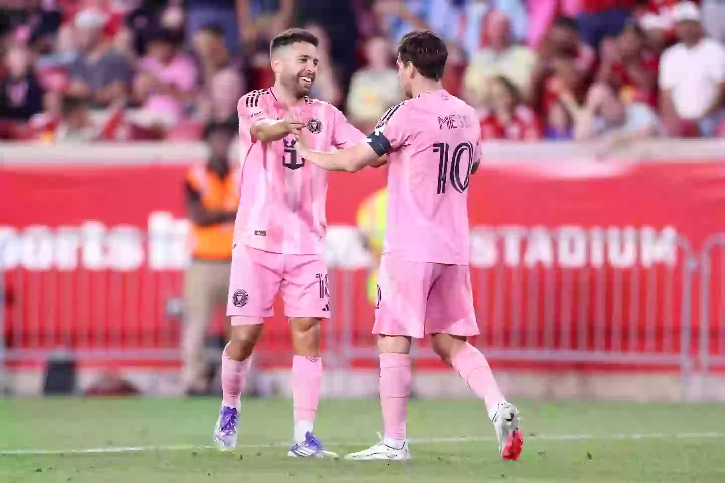 Inter Miami's Lionel Messi and Jordi Alba. Image: Jordan Bank / Contributor via Getty