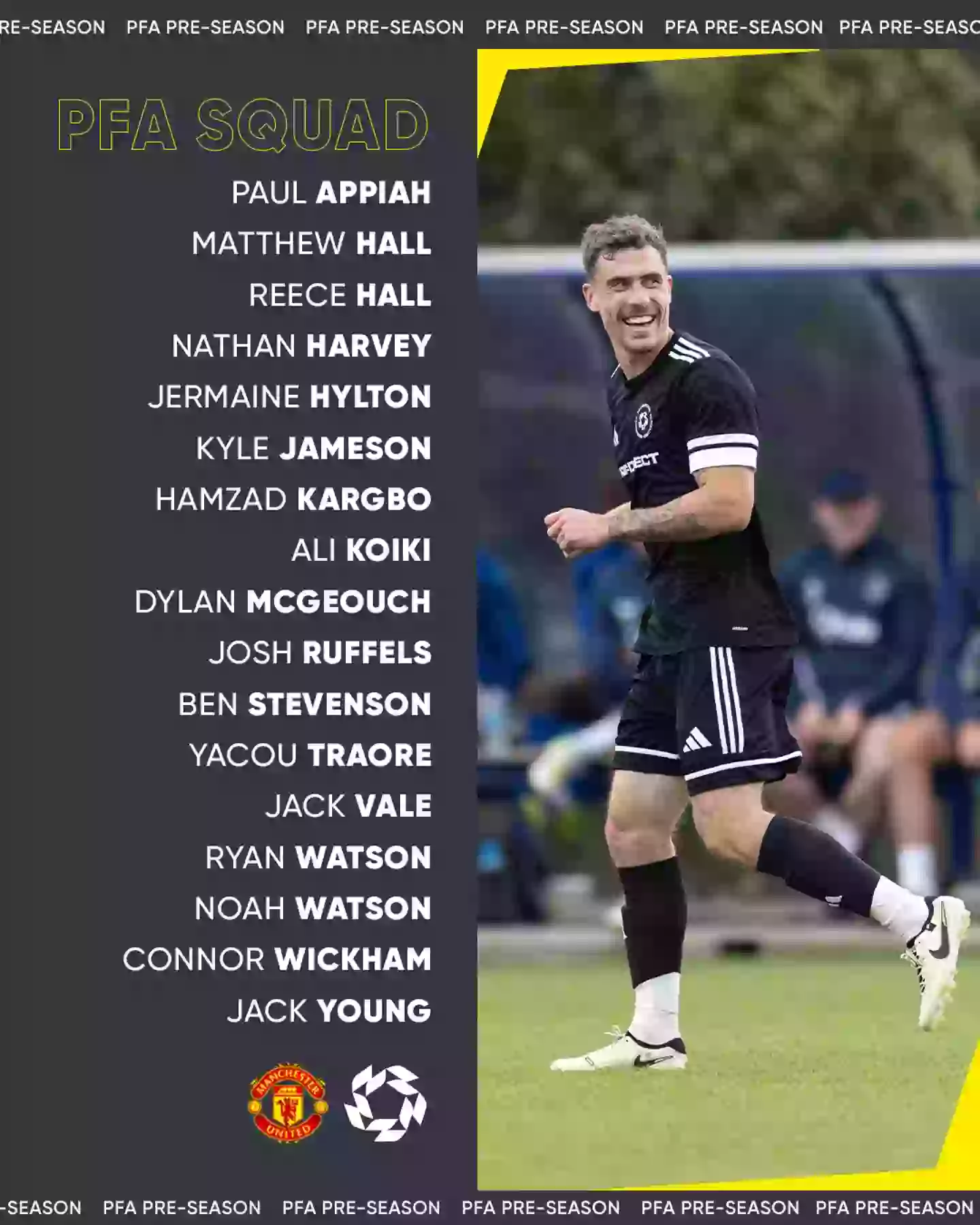 17 free agents travelled to Carrington to face Man Utd under-21s. Image credit: PFA