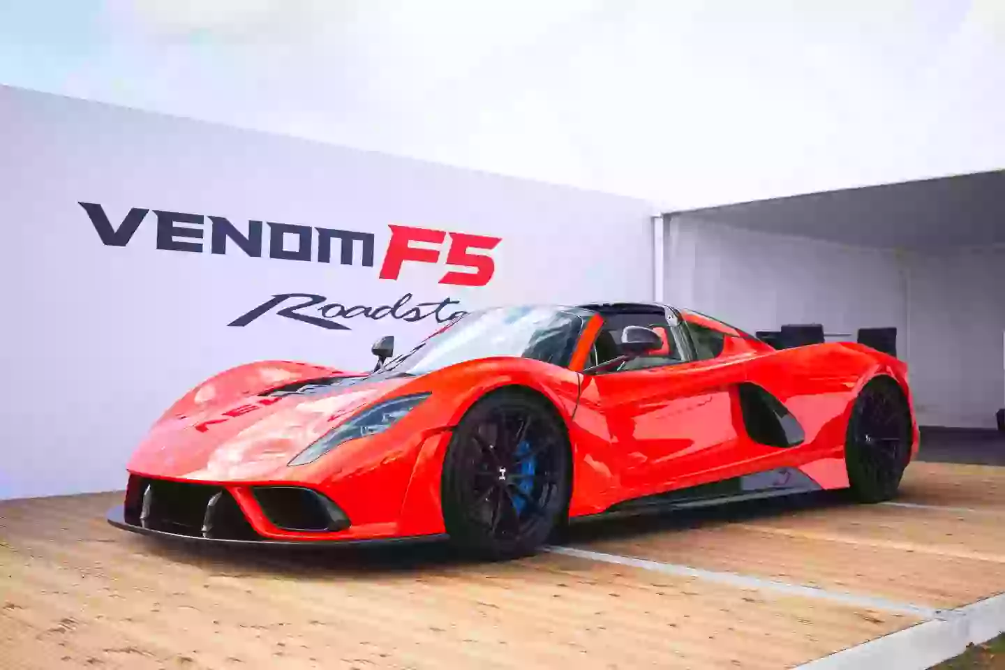 The Hennessey Venom F5 Roadster making its world debut at Salon Prive, held at Blenheim Palace. Image credit: Getty