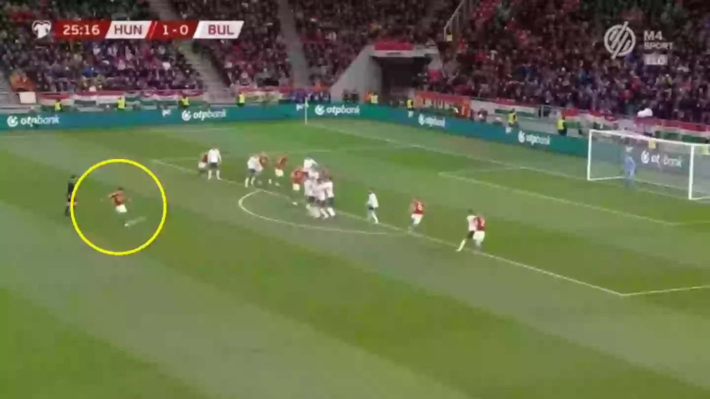 Dominik Szoboszlai once scored a ridiculous 30-yard free-kick for Hungary, the technique is insane