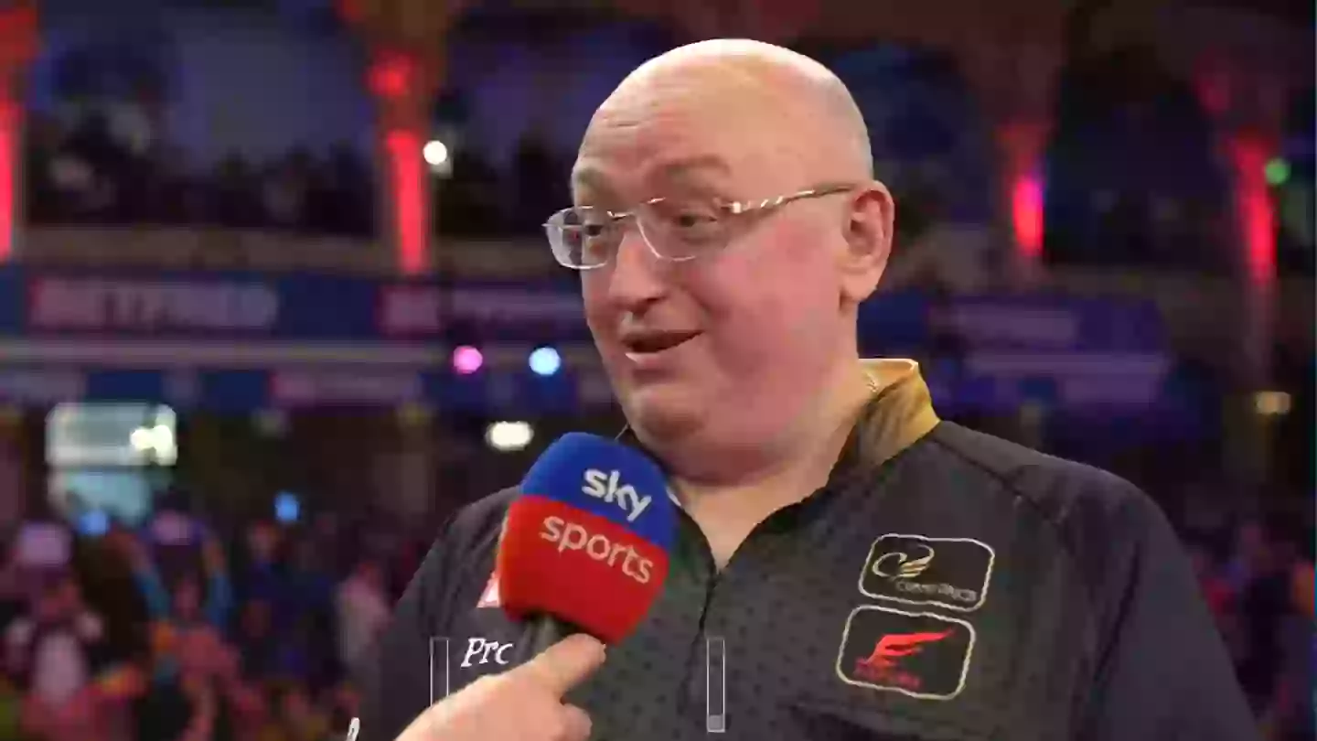 Sky Sports presenter reacts after viral 'hotel room' comment from darts player on live TV