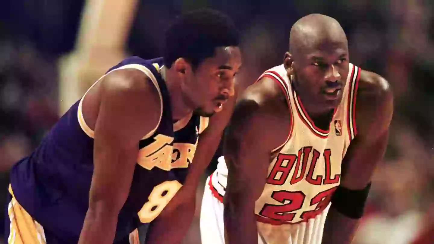NBA legends Kobe Bryant and Michael Jordan pictured (Image: Getty)