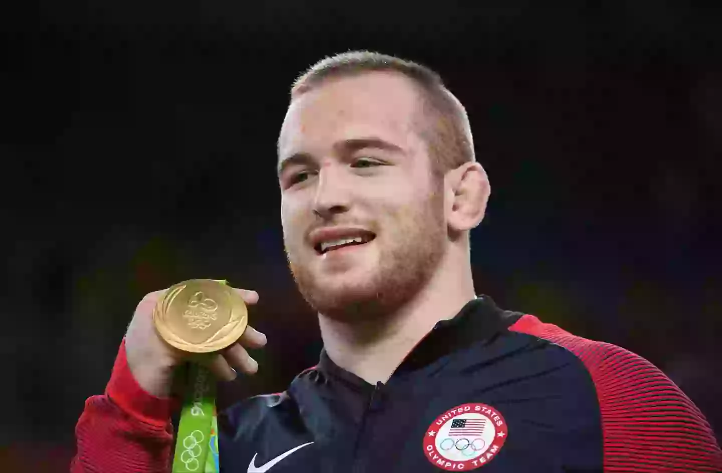 Kyle Snyder celebrates winning gold at the 2016 Olympics. Image: Getty