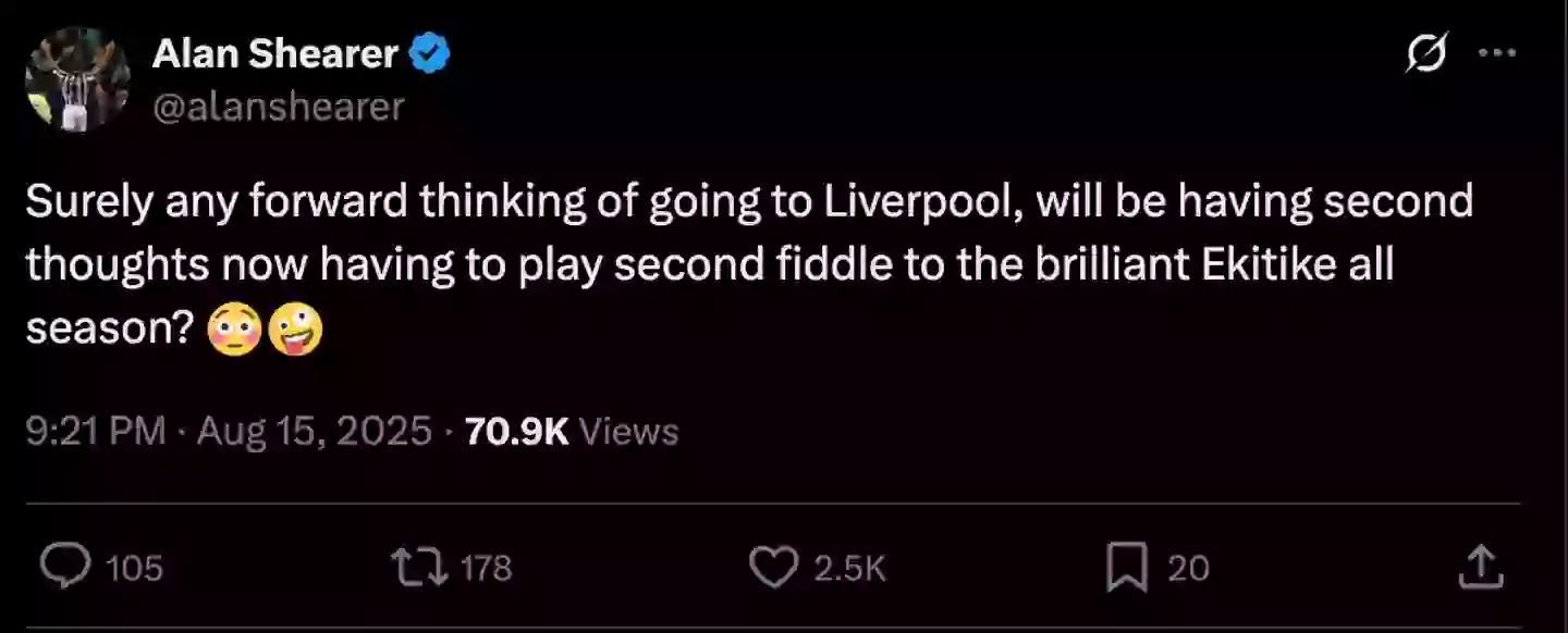 Alan-Shearer-Alexander-Isak Alan Shearer brutally trolls Alexander Isak during Liverpool vs Bournemouth as Newcastle legend makes feelings clear
