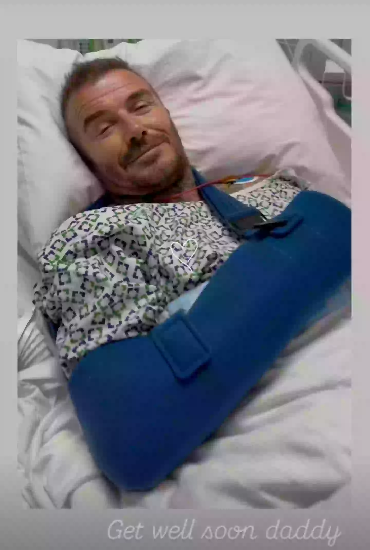 Victoria posted the picture of husband David from his hospital bed. Image credit: Instagram/victoriabeckham