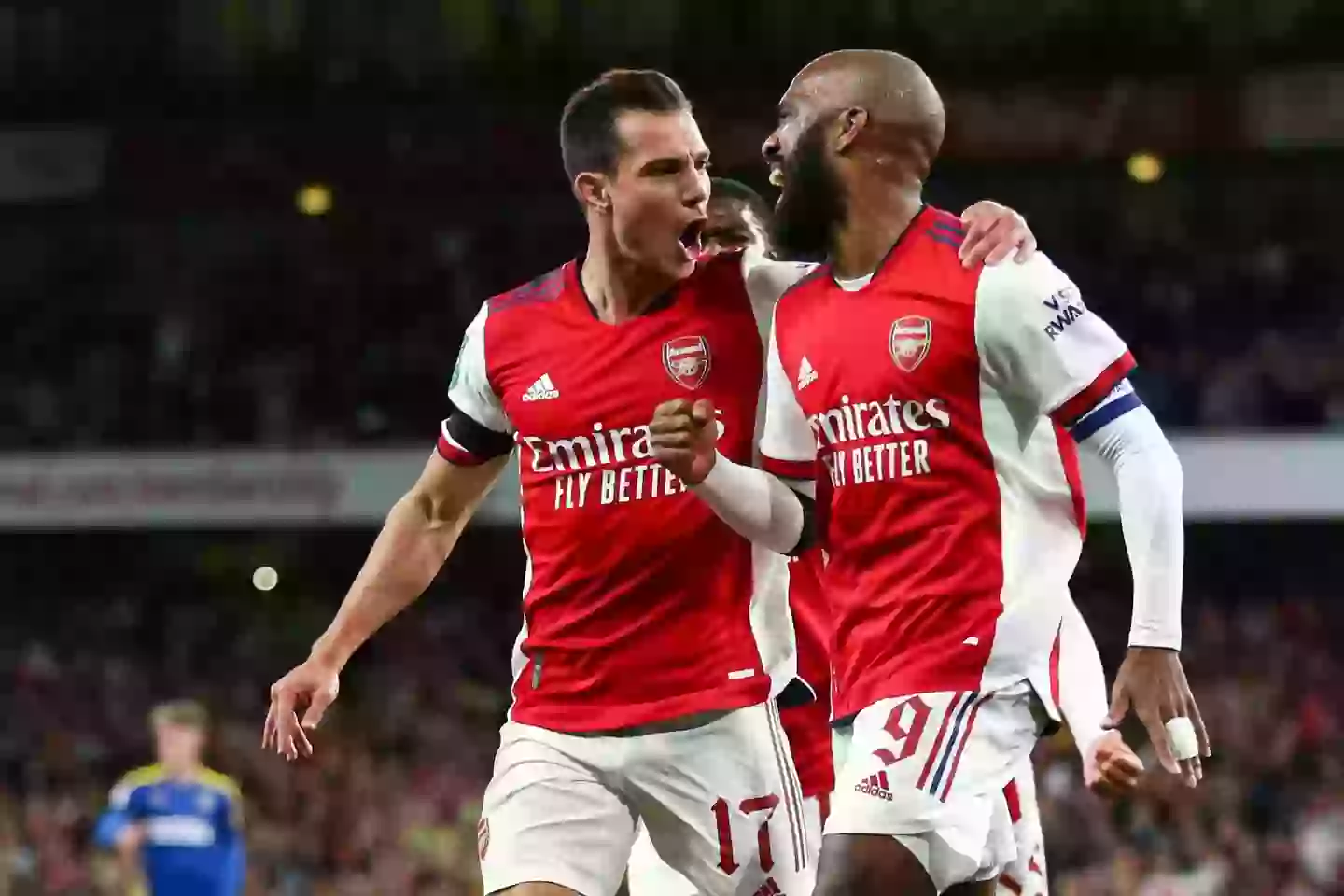 Lacazette and Cedric during a game last season. (Image
