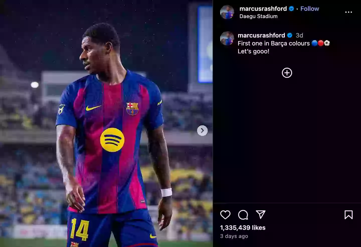 Rashford has made three appearances for Barcelona in pre-season (Image: Instagram/Marcus Rashford)