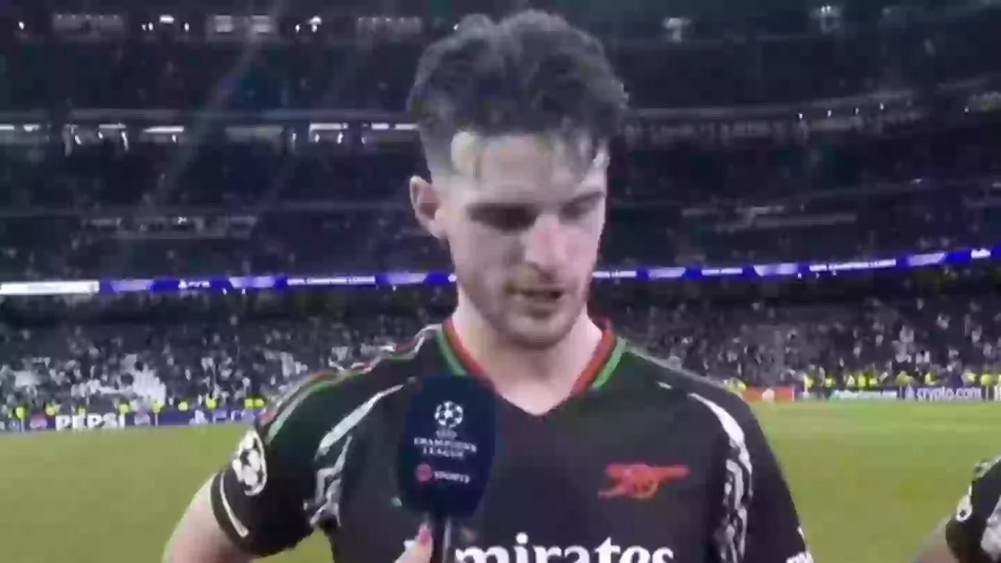 Fans think Declan Rice had to 'stop himself' accidentally saying one thing in interview after Real Madrid win