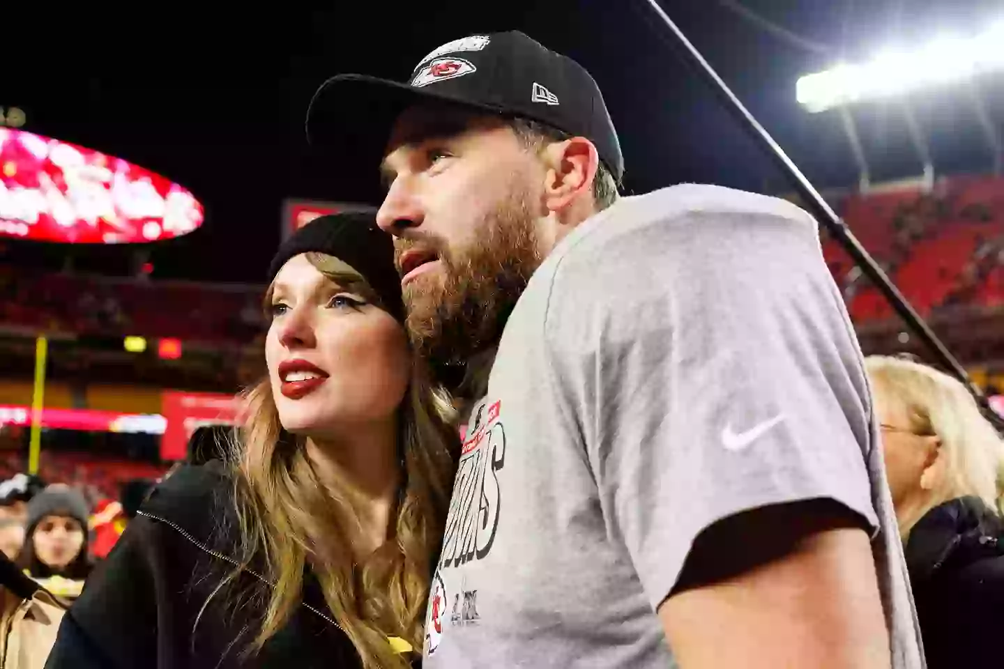 Travis Kelce's other half Taylor Swift will be cheering him on at the Super Bowl. Image: Getty