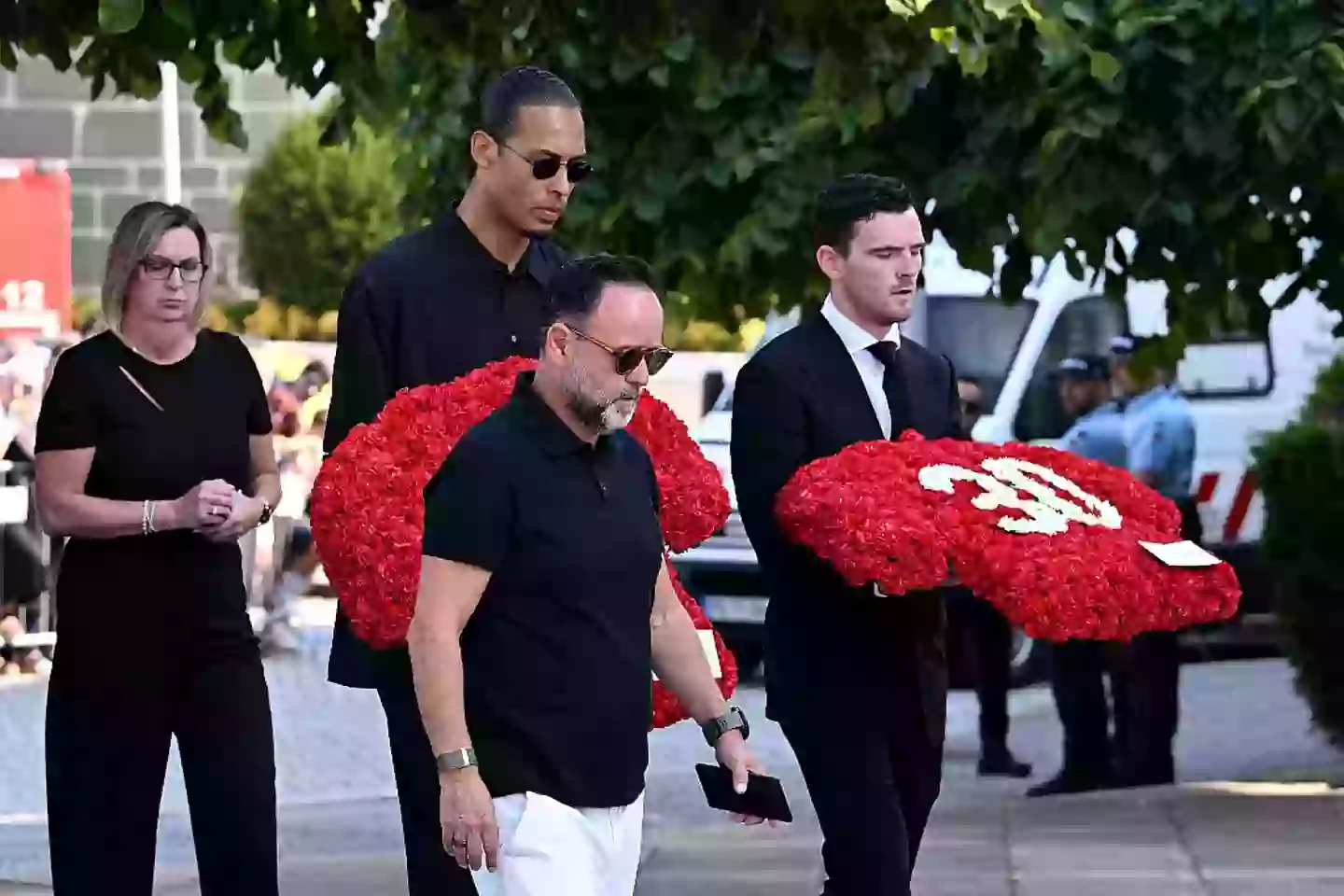 Virgil van Dijk and Andrew Robertson laid wreaths at Diogo Jota's funeral (Credit:Getty)