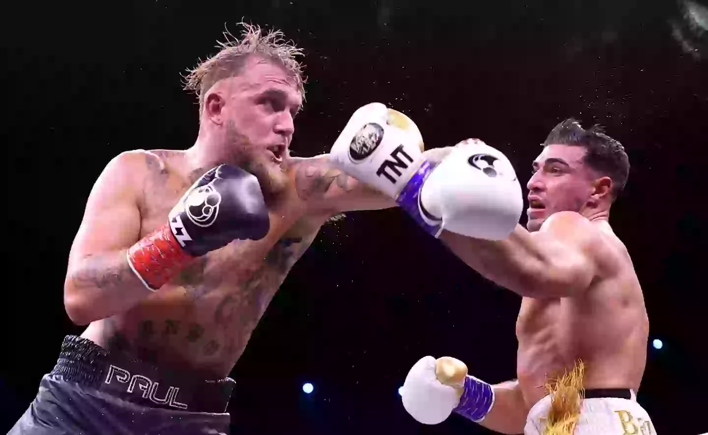 Jake Paul and Tommy Fury during their bout. Image: Getty