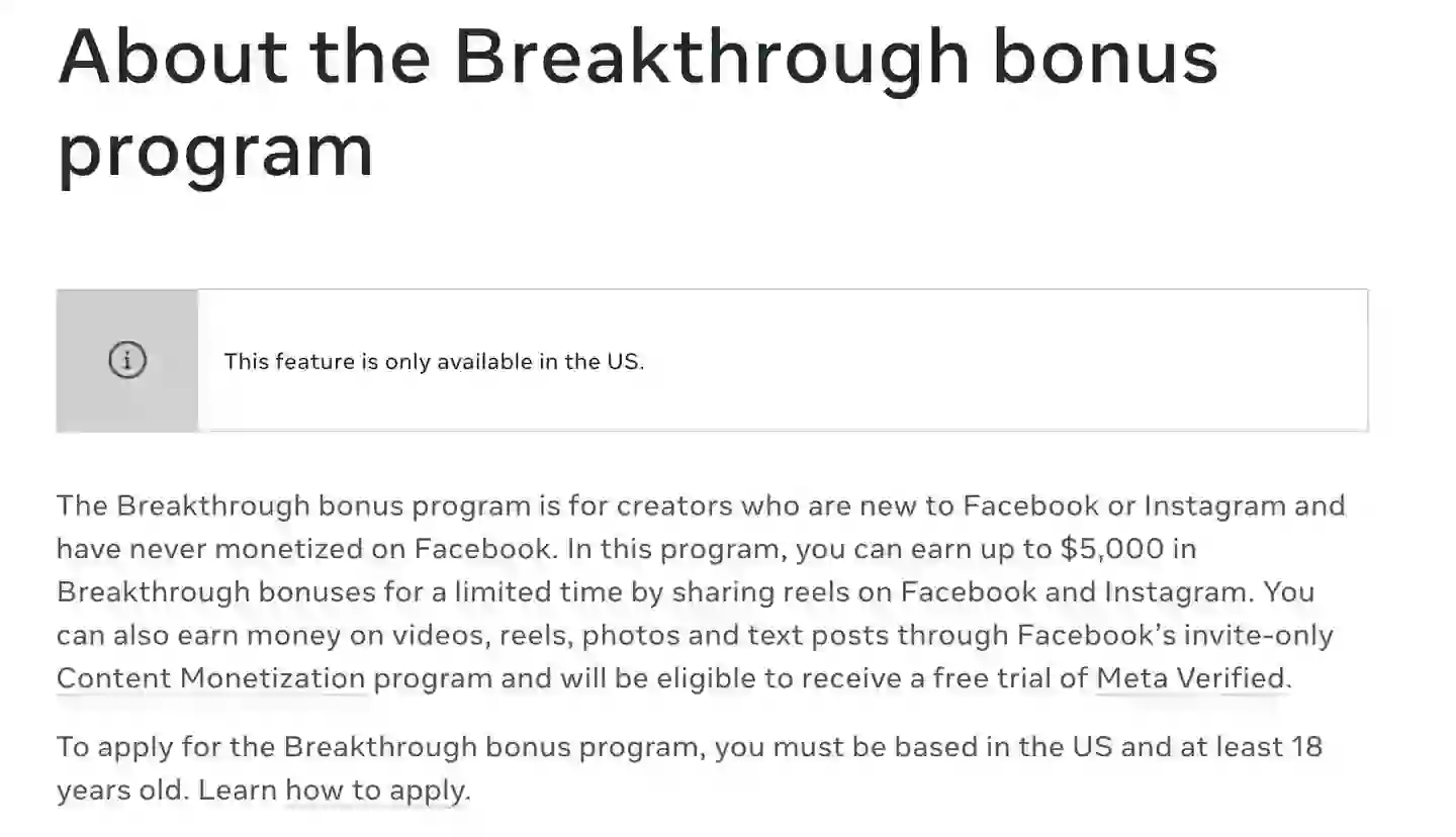 The Breakthrough bonus program comes with some important rules (Meta)