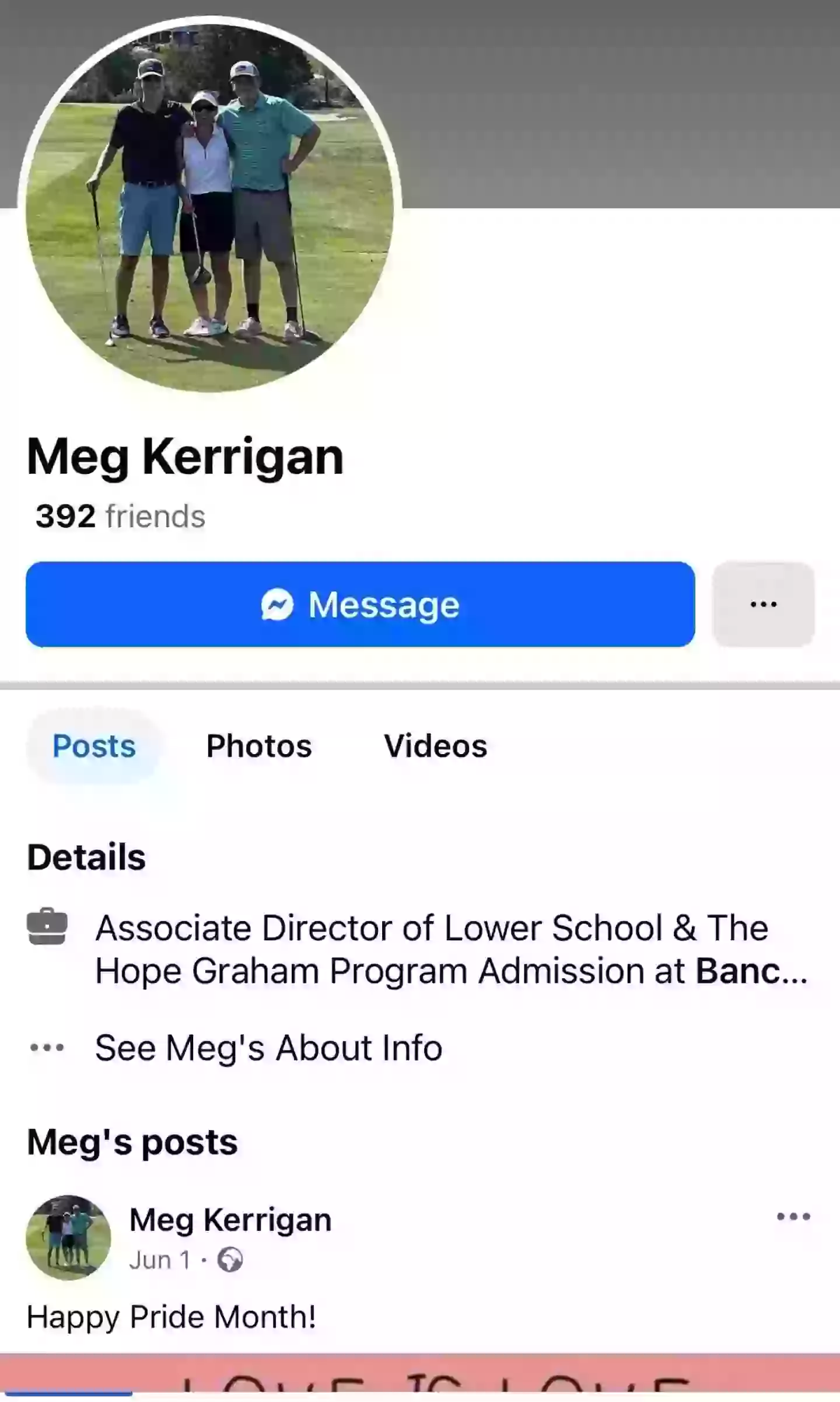 Andy Byron's wife, Meg Kerrigan Byron, removed her surname from her Facebook account, and then deleted it (Facebook)