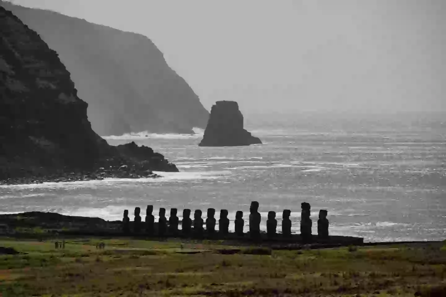 Ahu Tongariki, the island's most iconic line of statues, could meet the ocean by 2080 according to simulations (Fabien Pallueau/NurPhoto via Getty Images)