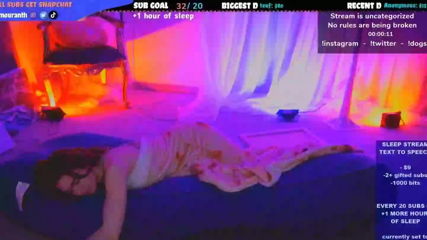Kaitlyn "Amouranth" Siragusa can make thousands from sleep streams (Twitch / Amouranth)