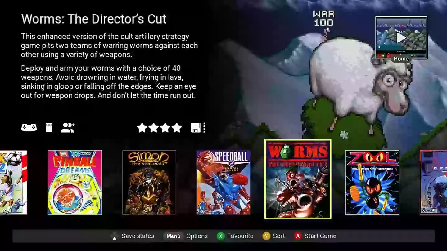 The game selection screen contains some welcome info on each title /
