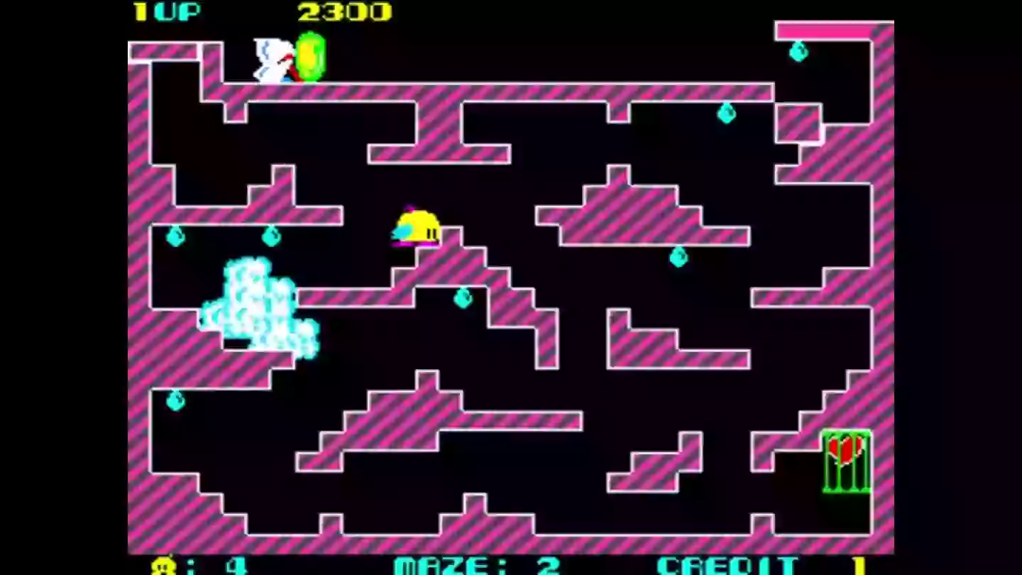 The characters of Chack’N Pop will be familiar to Bubble Bobble players /