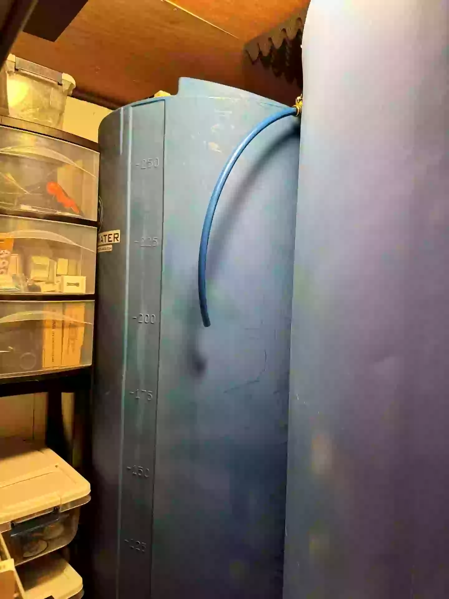 The Maine resident has big water storage in his shelter so he won't run out in a hurry (Derrick James/SWNS)