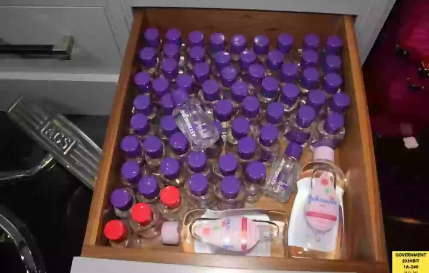 Hundreds of bottles of the slippery stuff were seized by police after Sean Combs' arrest last year (Department of Justice)