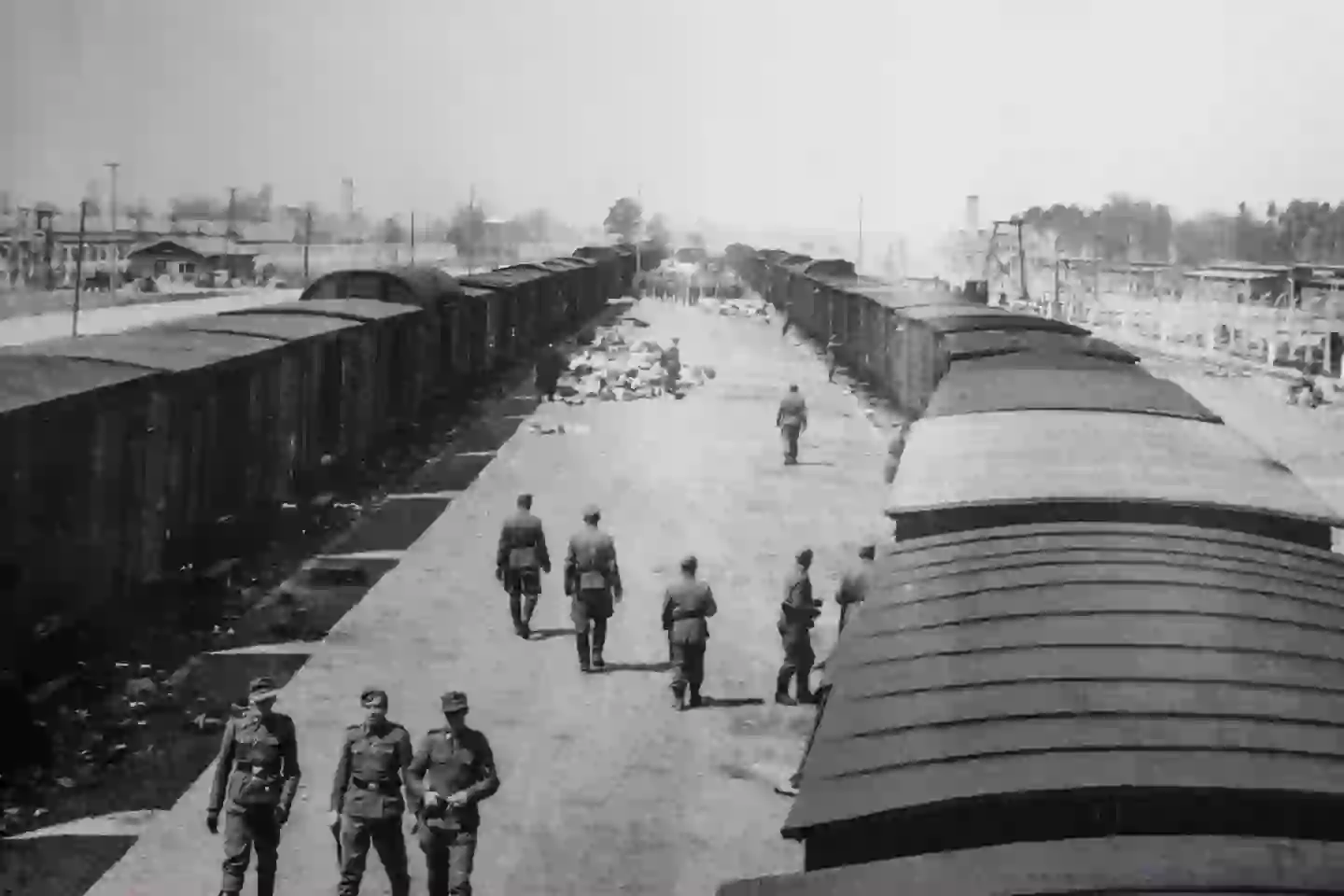 Nazi guards at the Auschwitz-Birkenau concentration camp in 1944.