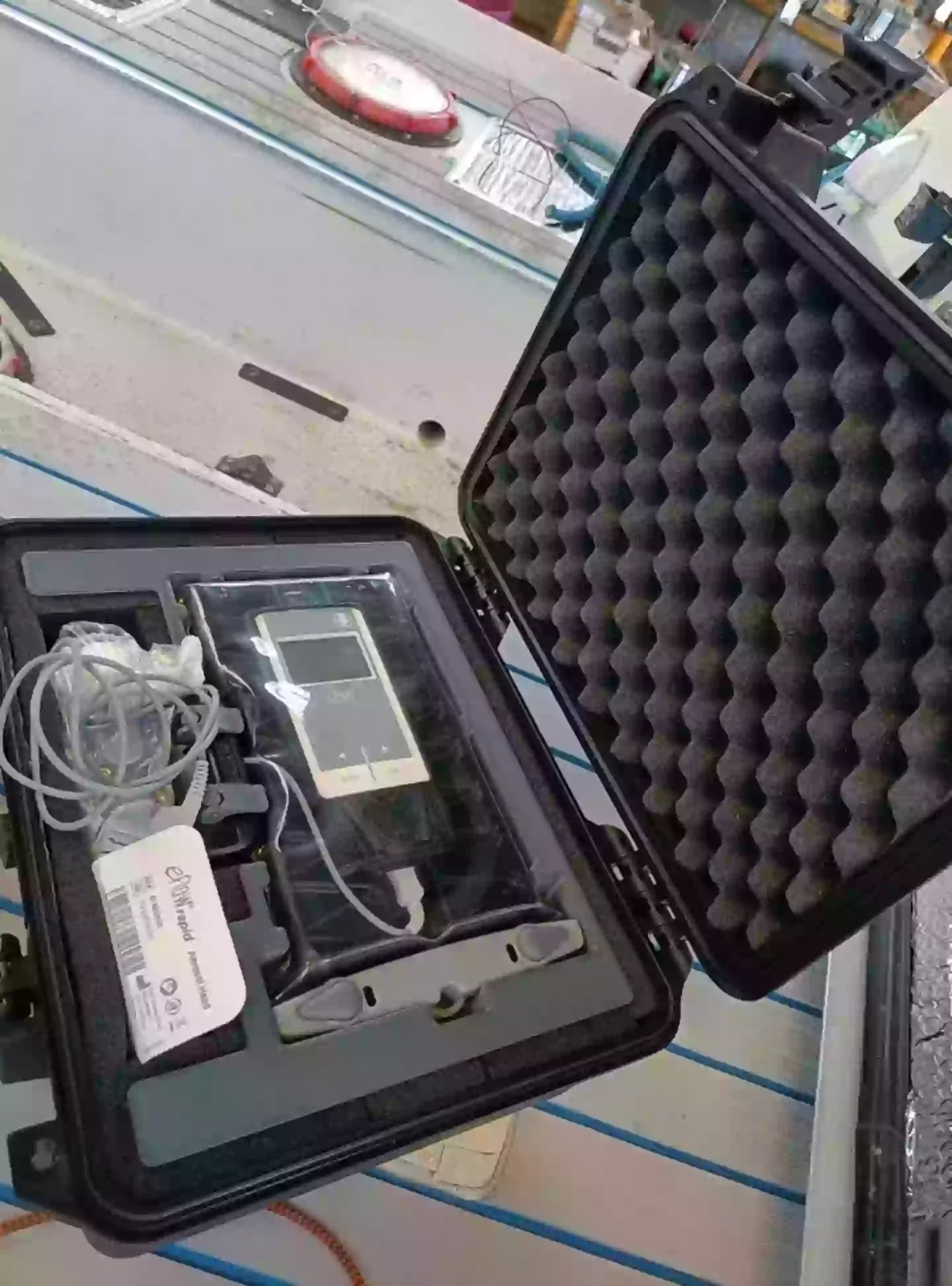 Sophie's specially provided nebuliser in its custom waterproof cover and carry case (Supplied)