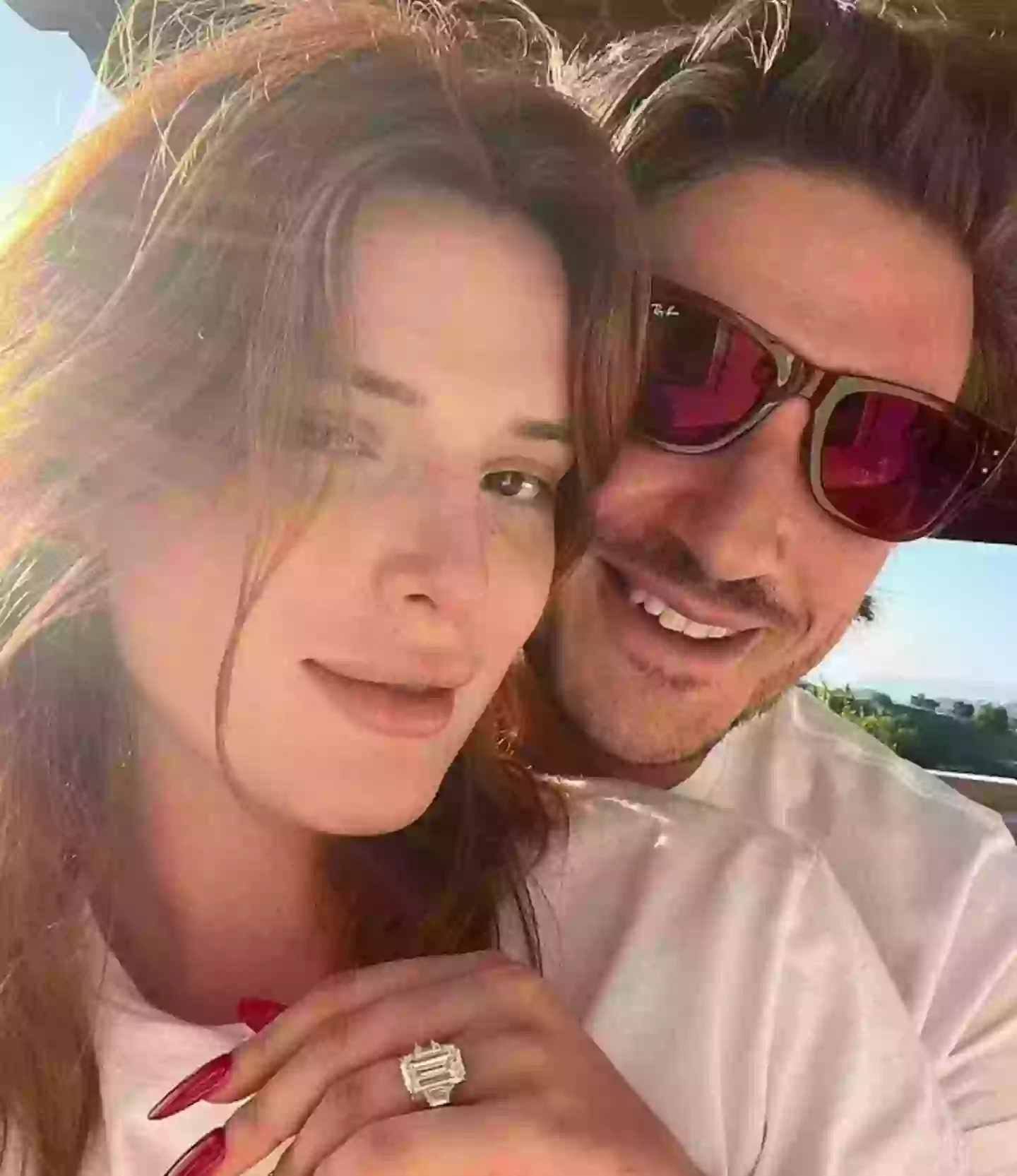 Thorne seen flashing her blingy engagement ring after accepting Emms' proposal (Instagram/@bellathorne)